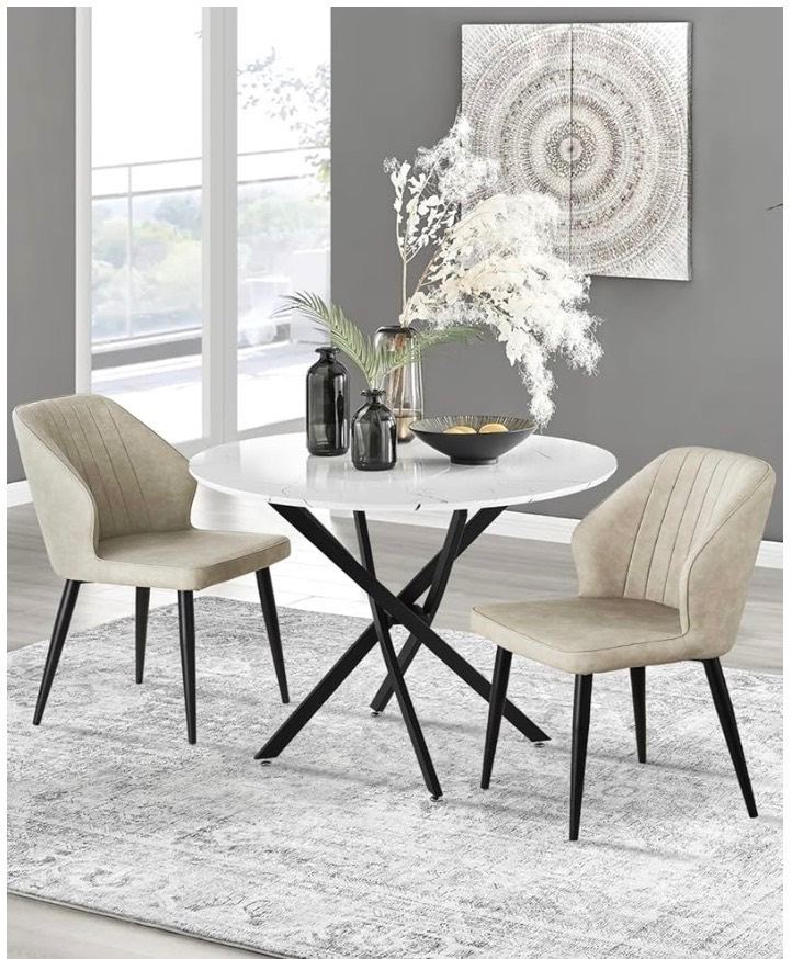 Marble like finish Table and dimming chairs 