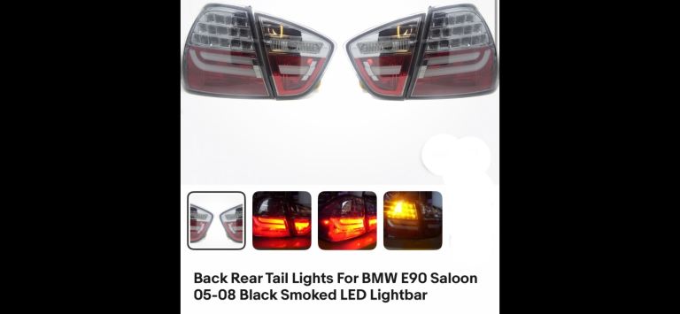 Back Rear Tail Lights For BMW E90 Saloon 05-08 Black Smoked LED Lightbar