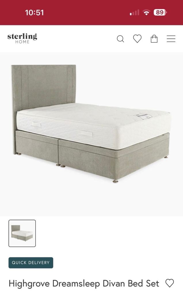 Sterling Highgrove Divan Double Bed with Mattress 