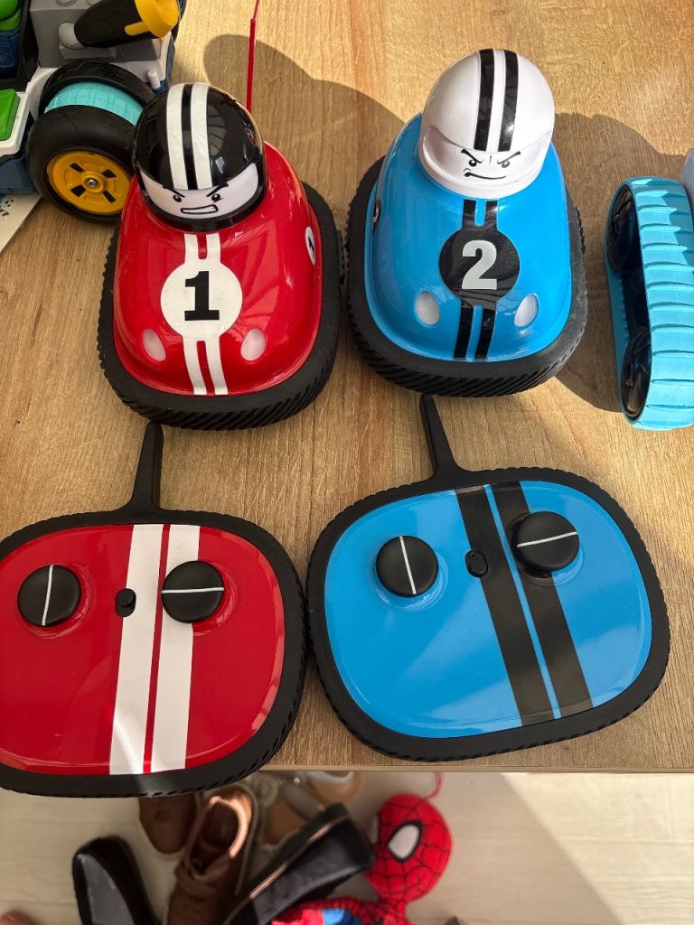 Remote Control Bumper Cars – Red & Blue, Good Condition