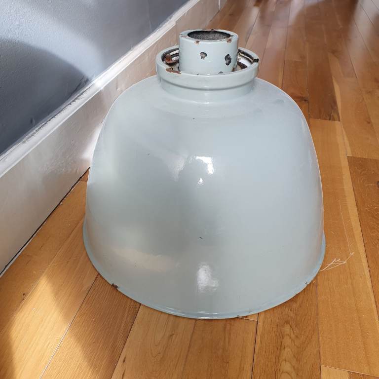 Industrial grey enamel lamp light shade (no fittings)