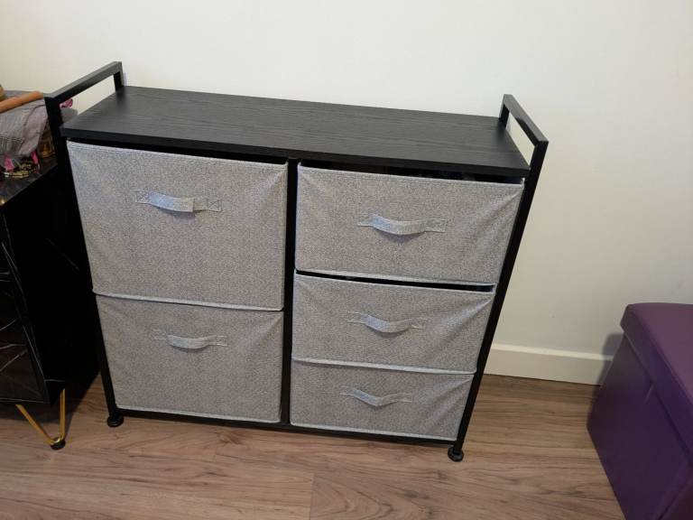 Storage unit with 5 fabric drawers 