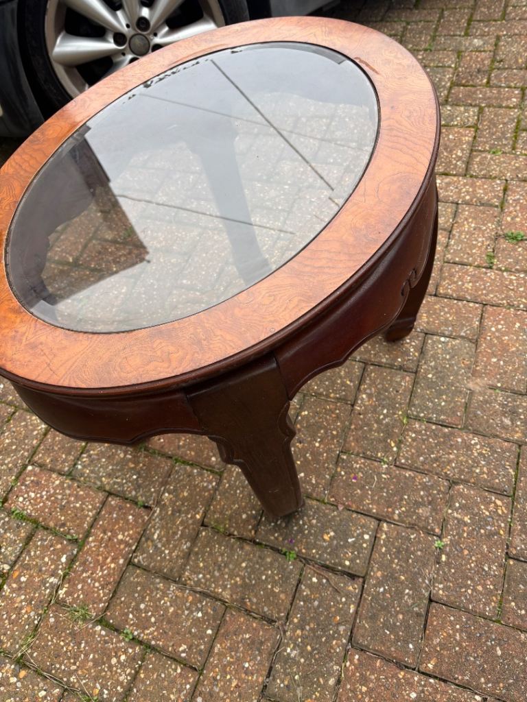 Oriental style & glass coffee table 