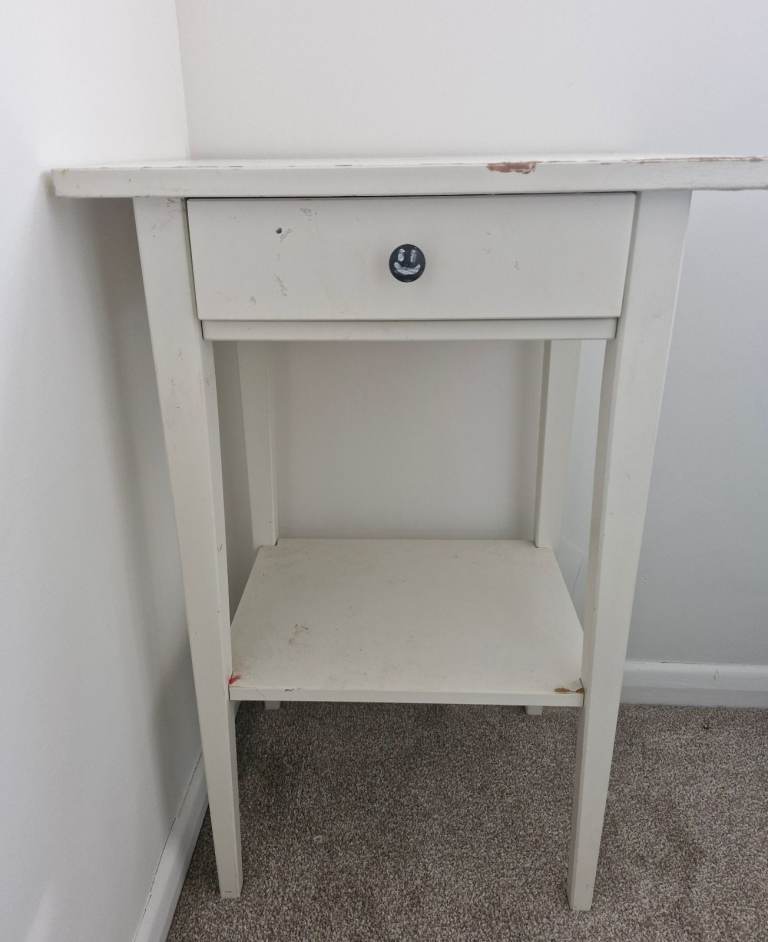 Ikea Hemnes Bedside Table – White, Needs TLC