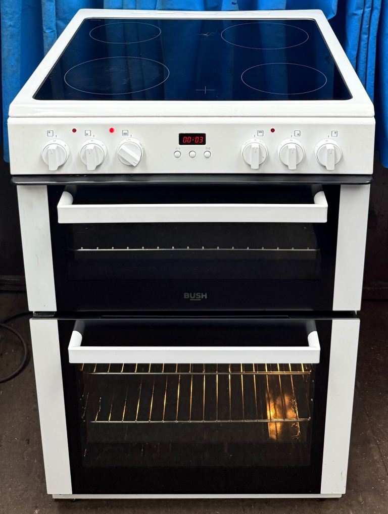 Bush DE61E43D2 60cm Double Oven Electric Ceramic Cooker - White, £155. ...