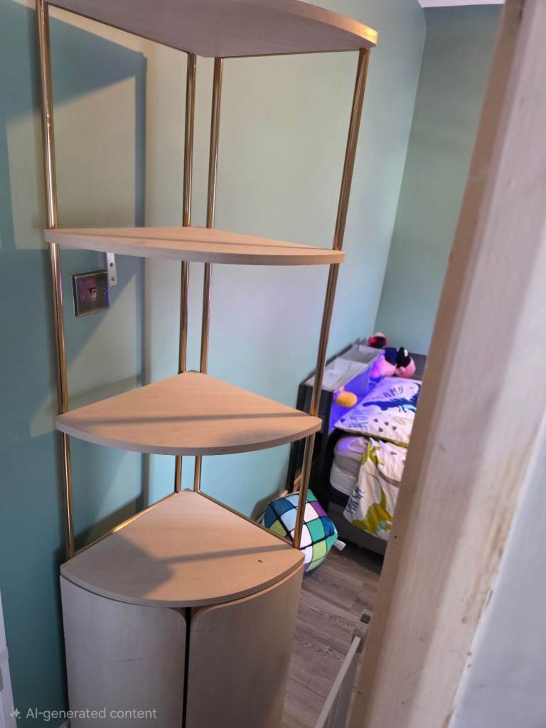 Corner Shelving Unit with Storage – Good Condition
