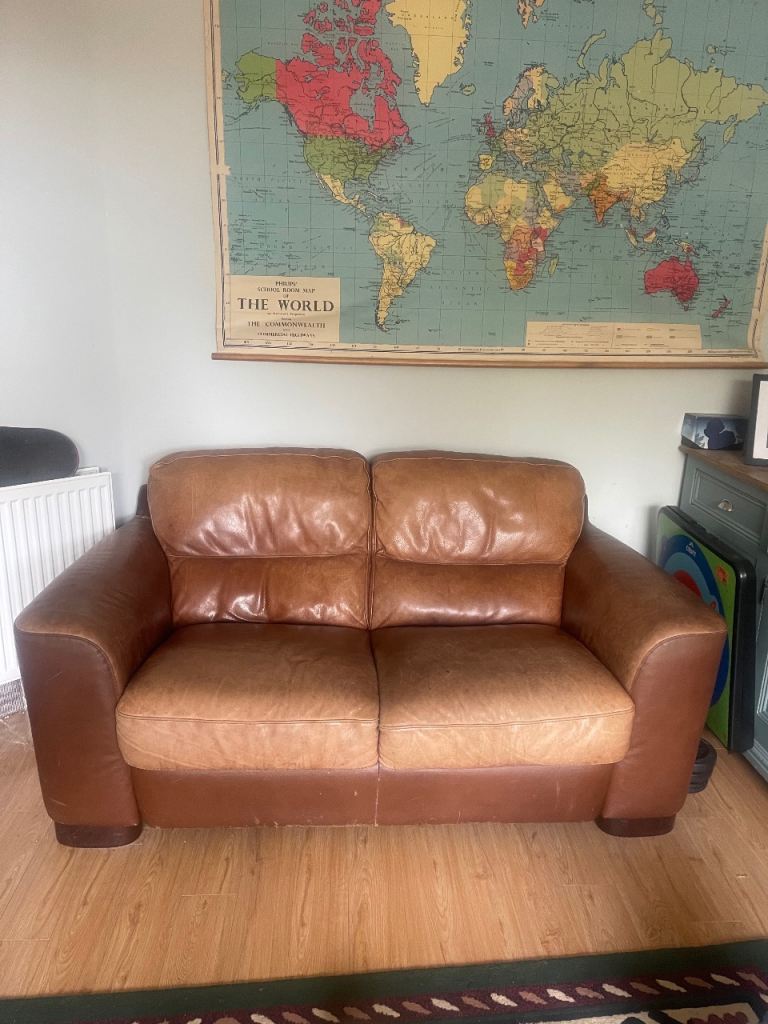 Brown leather sofa 2 seater