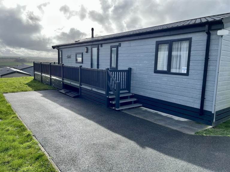 Luxury twin lodge for sale at Newquay Holiday Park, Cornwall TR8 4HS - Excellent condition