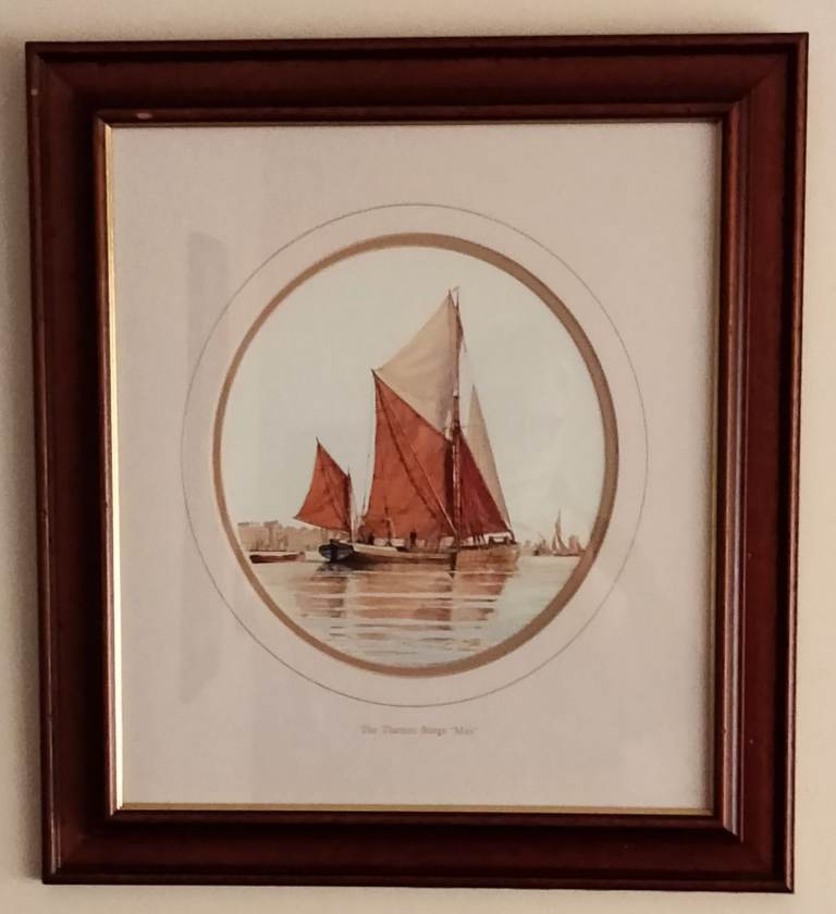 Wooden Framed - THE THAMES BARGE 'MAY' - from Manuscript, Liskeard No 567