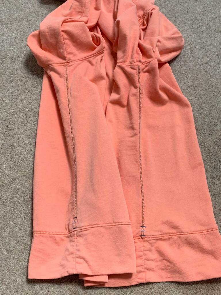 White Stuff Cotton Tunic Shirt Long Sleeve Popover Jersey Top Size 18 Mid Coral