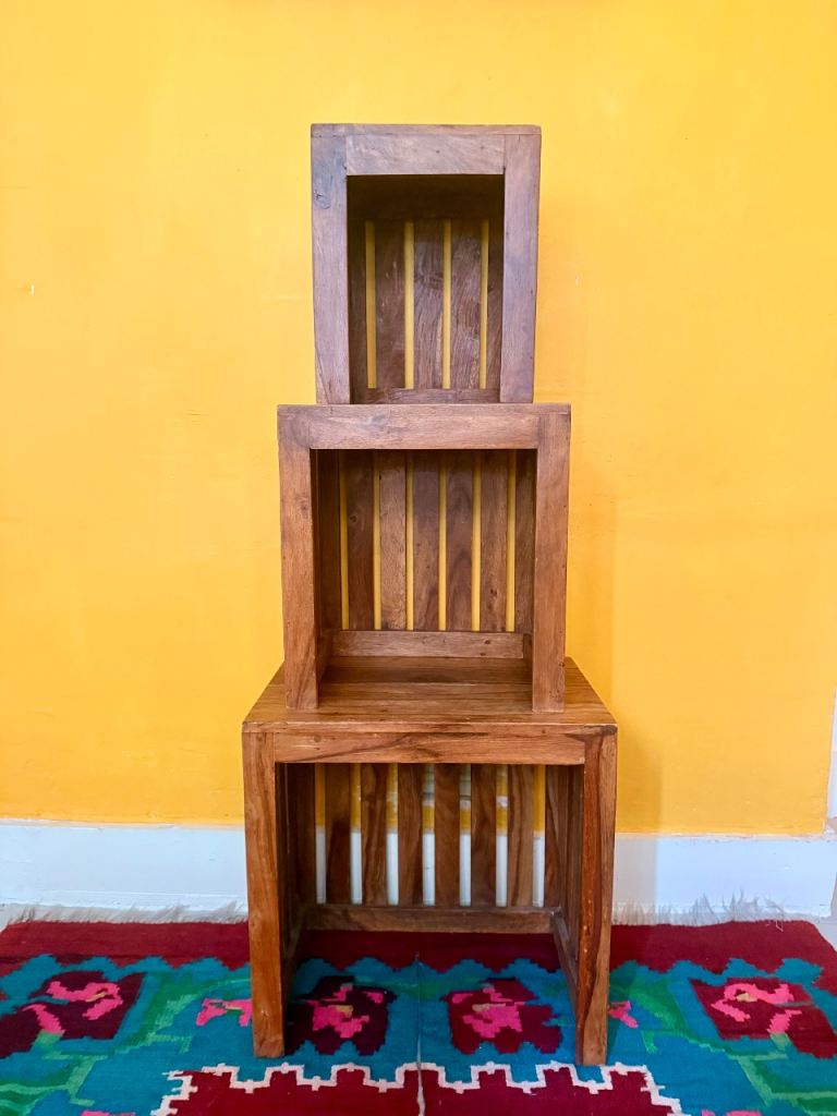 Solid wood bookshelf cubes 