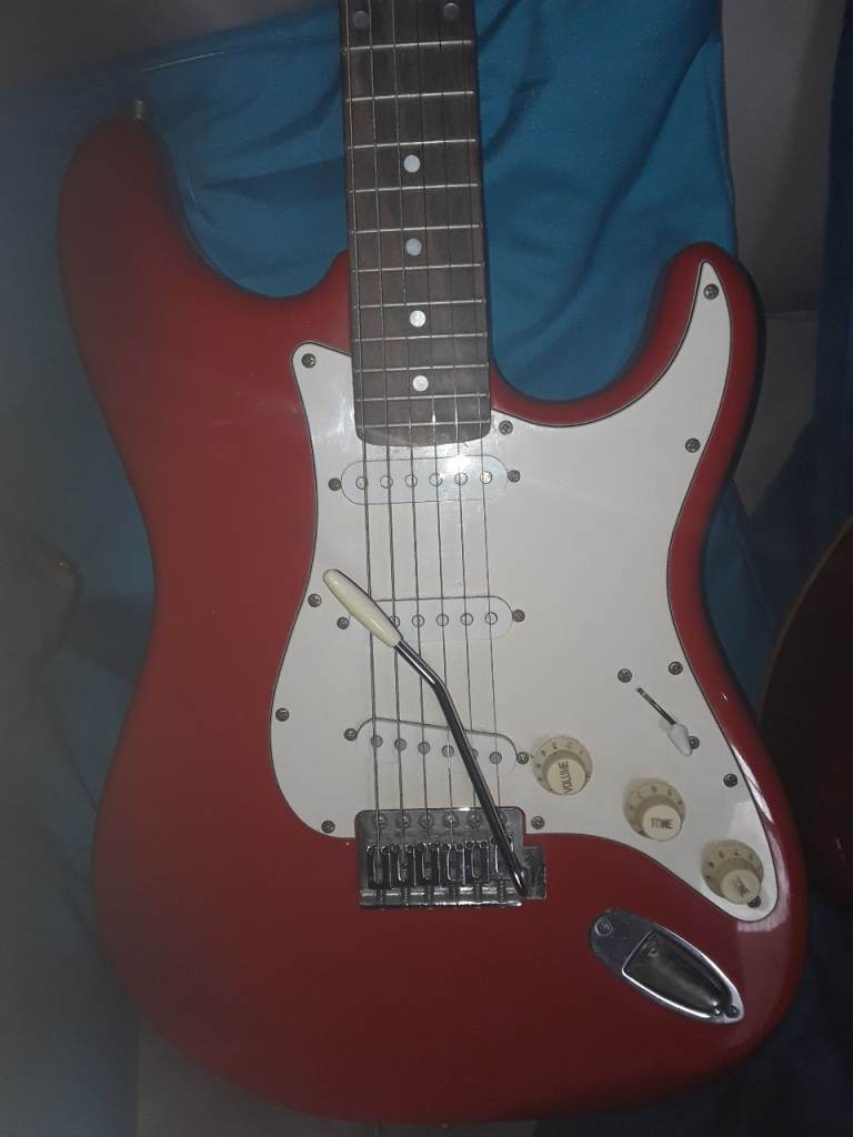 Squier by Fender Strat Electric Guitar - Red, Good Condition