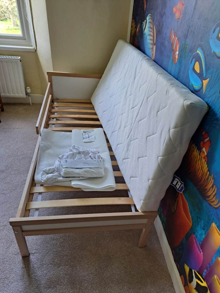 IKEA SNIGLAR Toddler Bed Frame with Guard Rail & Mattress