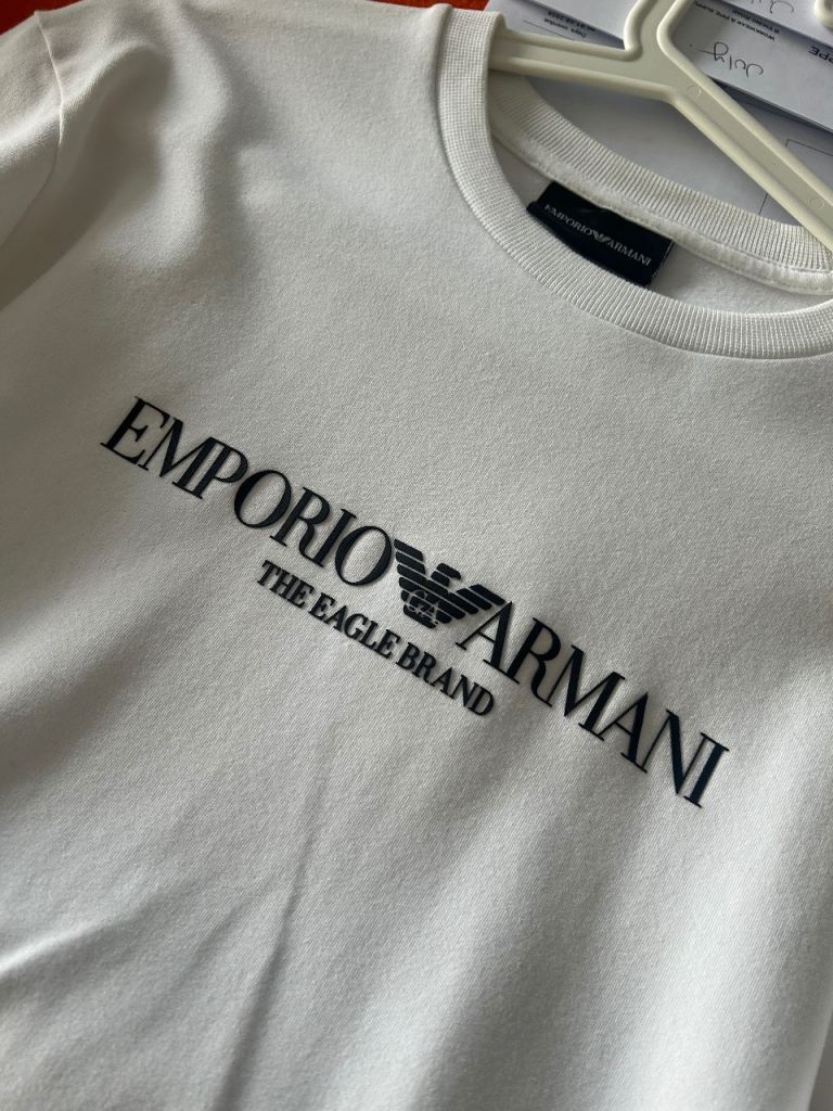 Emporio Armani White Sweatshirt - Size S, As Good As New