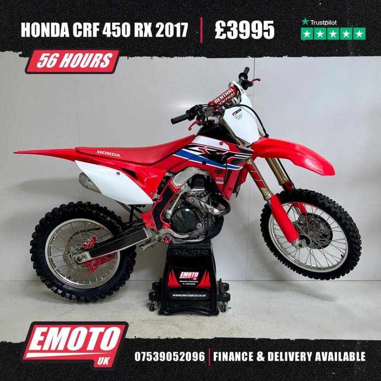 HONDA CRF 450 RX 2017 Motocross Bike 450cc 56 Hrs @EmotoUK - Finance Available
