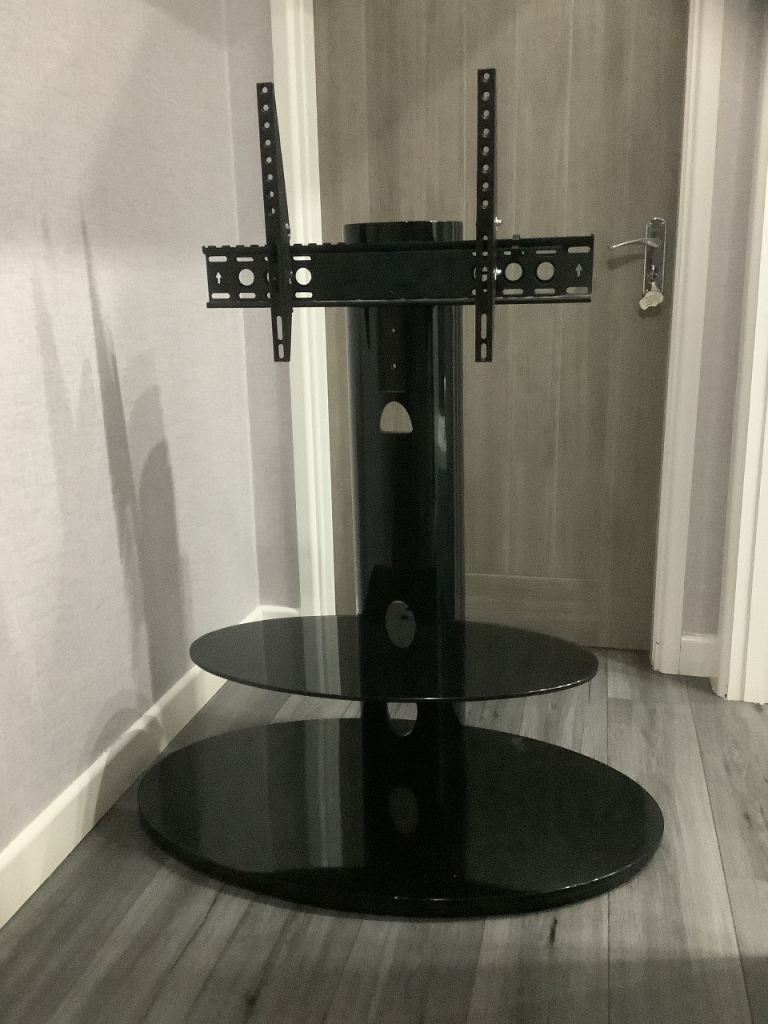 Black Glass TV Stand with Mount – Good Condition
