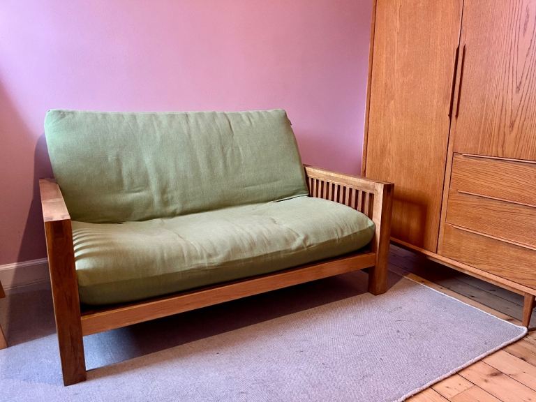 Futon company - OKE - 2 seated solid oak sofa bed