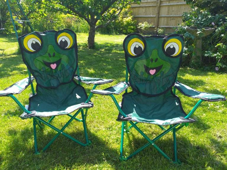 Pair of kids' folding garden chairs