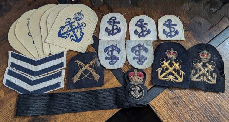 Job Lot Collection Bundle Vintage Royal Navy Patches & a Petty Officer Bullion