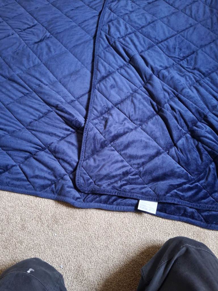 Kuddly Blue Quilted Velvet weighted Blanket - Good Condition
