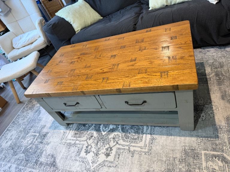 Solid Wood Coffee Table with Drawers – Good Condition