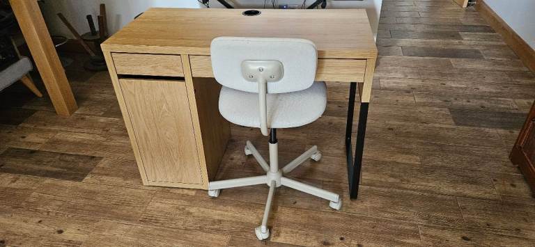 Wooden effect Desk with Storage and Office Chair