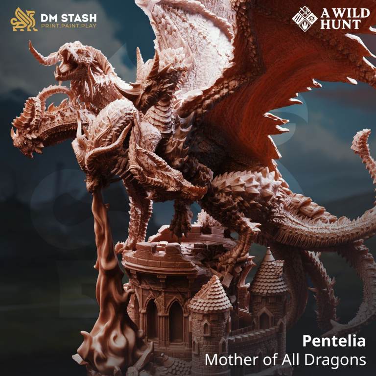 Pentelia - Mother of all Dragons, Dungeons & Dragons, DnD, RPG, Warhammer, 32mm Scale, Miniatures