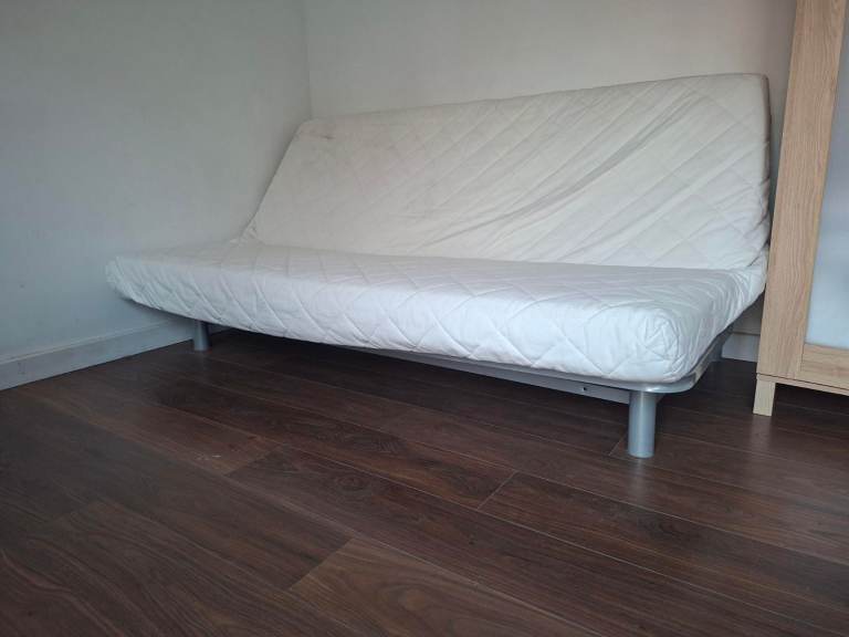 White Futon Sofa Bed – Good Condition, Removable Cover