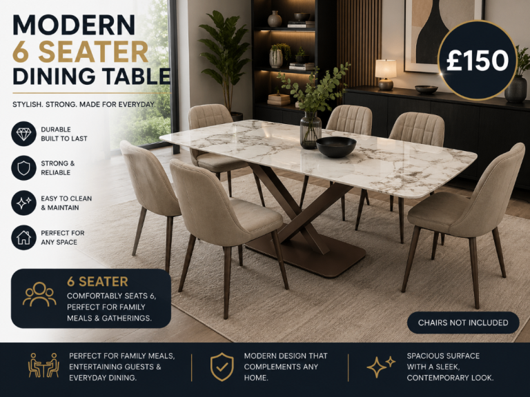 Aspen Pandora 6 Seater Dining Table (Cross Pedestal Base)
