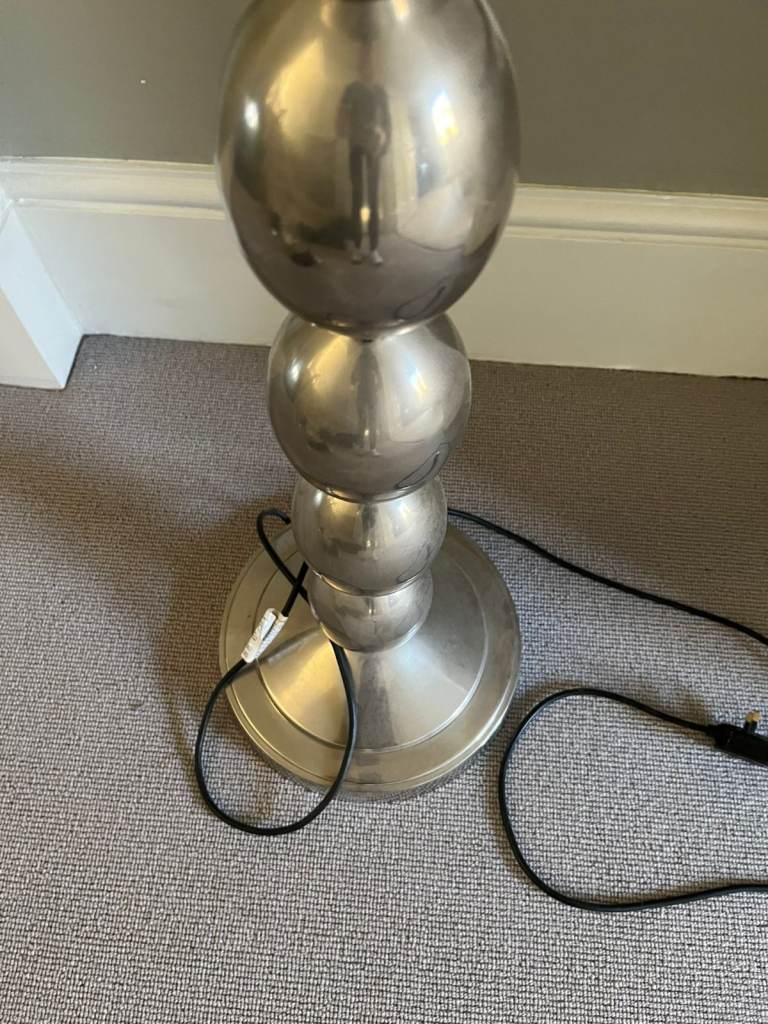 Silver bobble floor lamp with shade