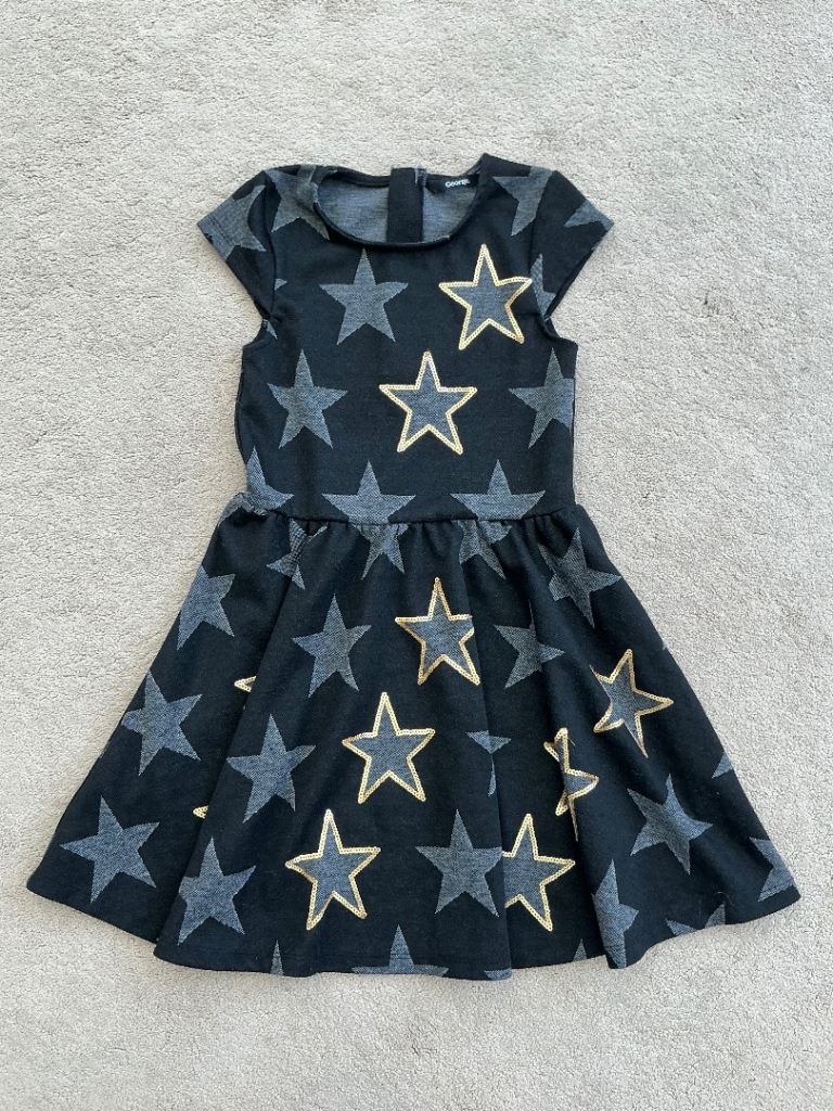 ‘George’ Black & Gold Stars Girls Party Dress, Ages 8-9 Years