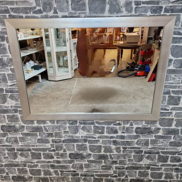 Large Silver Framed Wall Mirror