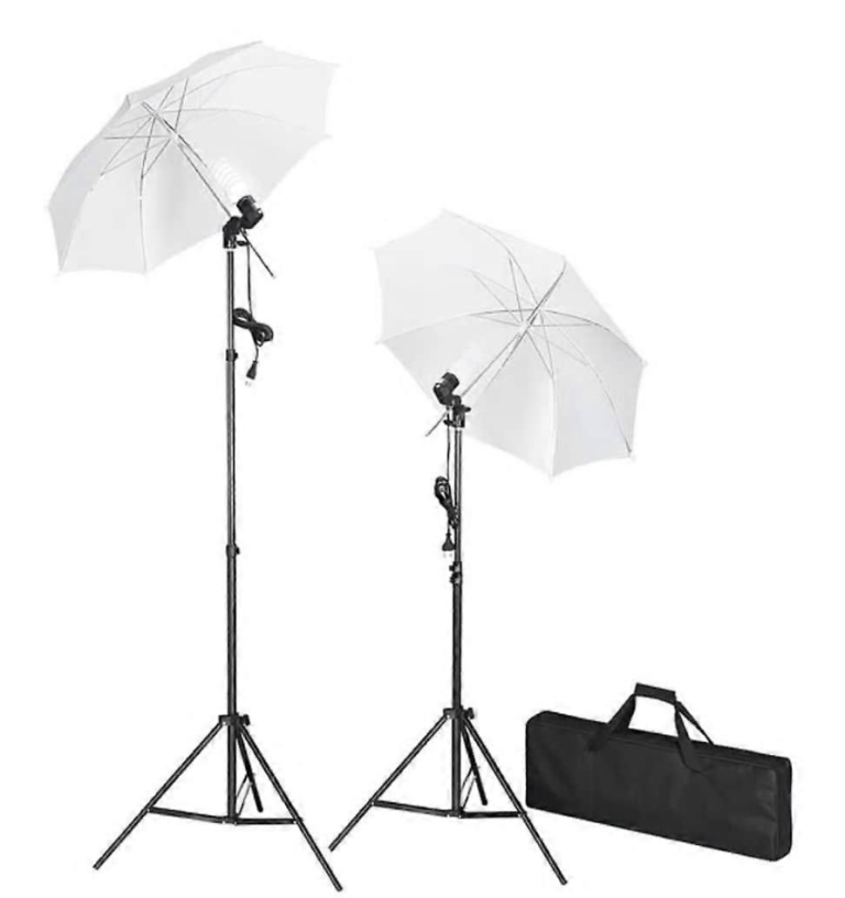 Studio Photography Lighting Kit – 2 Lights, Umbrellas & Stands – £25