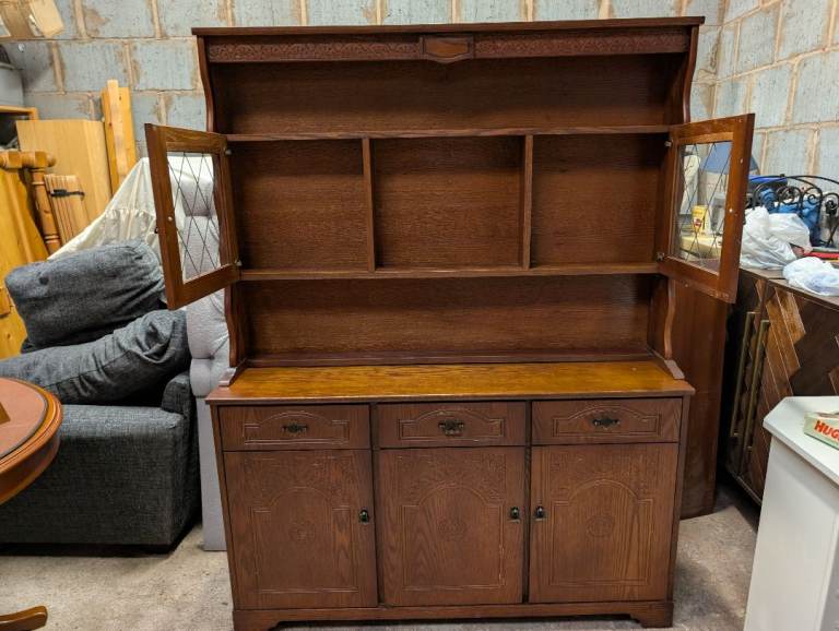 Lovely Wooden Sideboard with Glass Cabinets – Good Condition