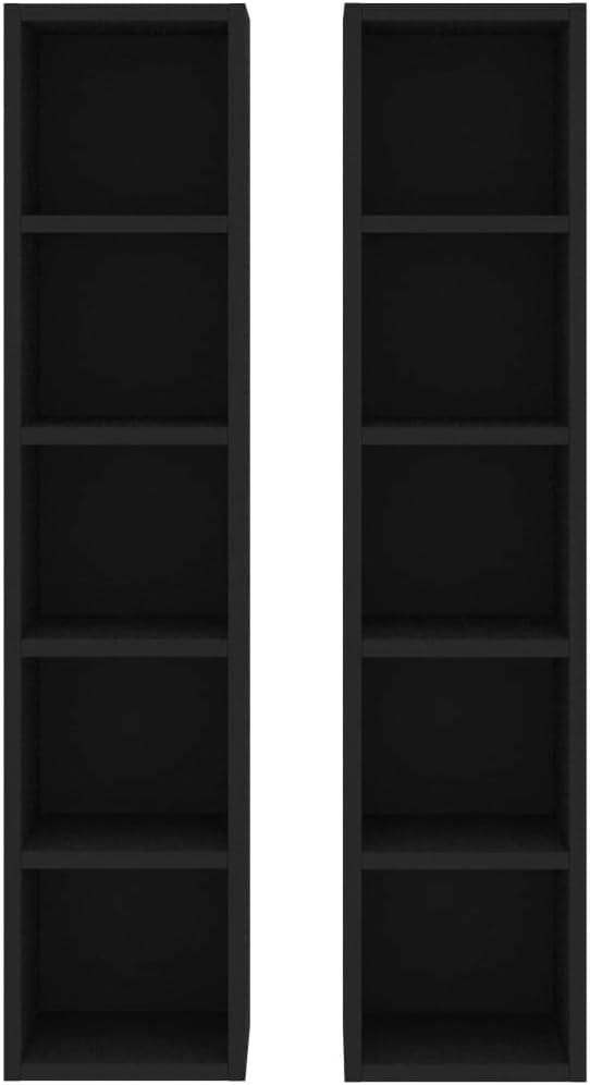 Pair of Black Slim Bookshelves – Multi Use Shelving