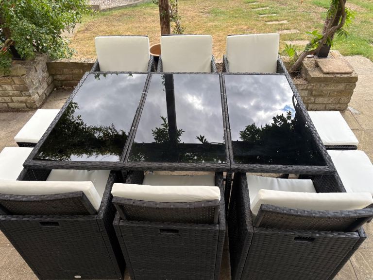 Large Rattan Garden Patio Furniture Set with 8 Chairs