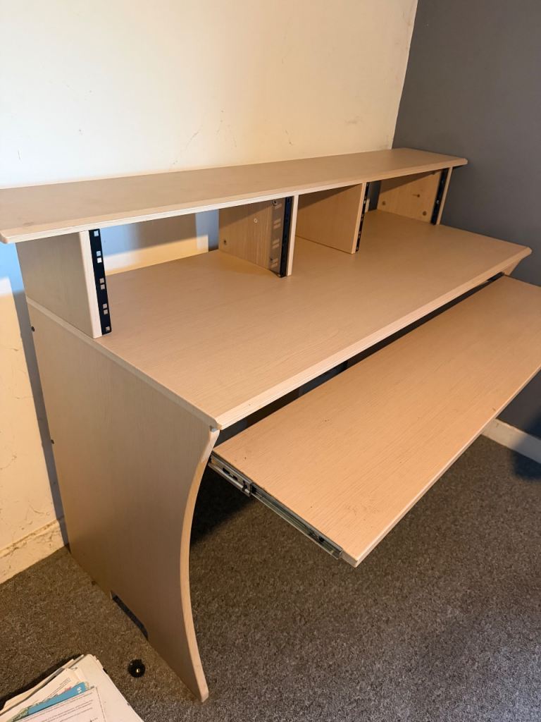 Music Production / Home Studio Desk with Monitor Shelf & Keyboard Tray
