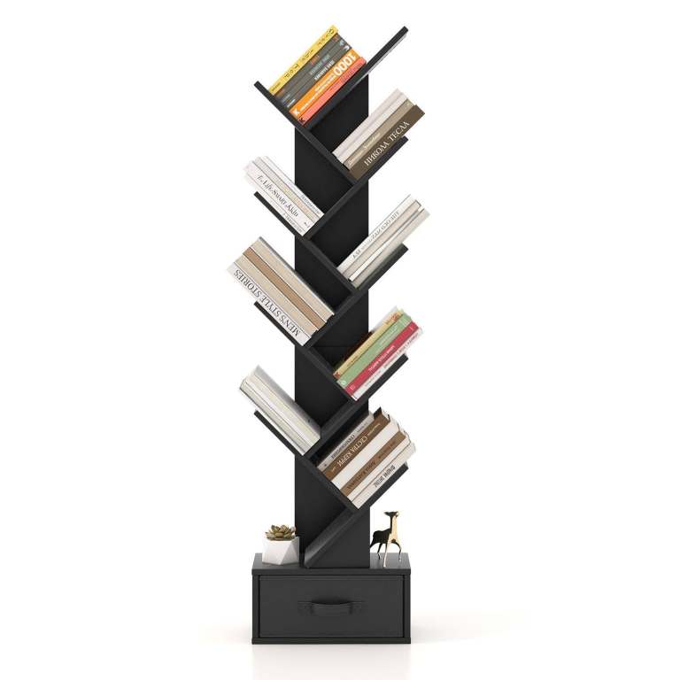 10-Tier Freestanding Tree Bookshelf with Drawer MS.4421