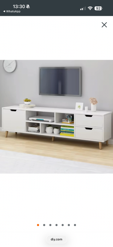 White TV Media Unit with Storage – New