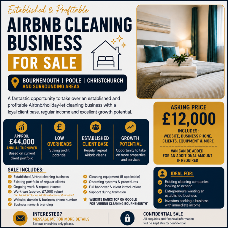 Established Airbnb Cleaning Business for Sale & Van