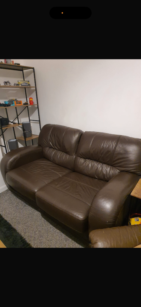 Brown leather sofa bed