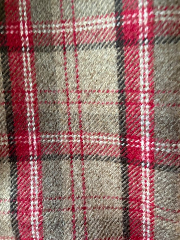 Multicoloured Plaid Fabric Curtains - Red, Grey & Beige
