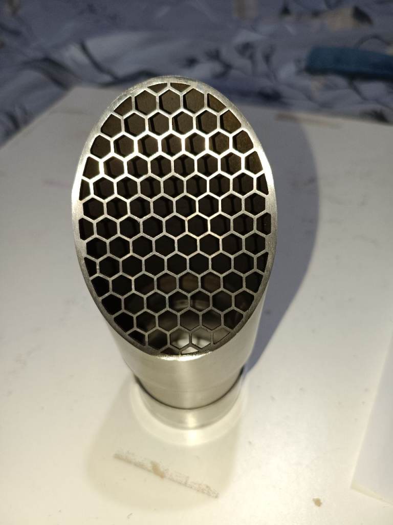 motorcycle mesh end exhaust can