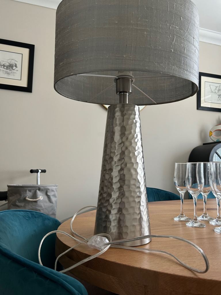Gorgeous Large silver table lamp & shade 