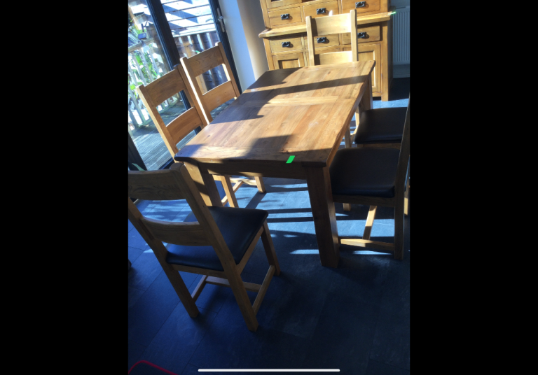 Extendable Solid Wood Dining Table 6 Chairs