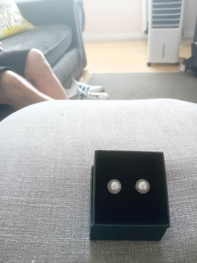 Lovely Pearl Stud Earrings in Box
