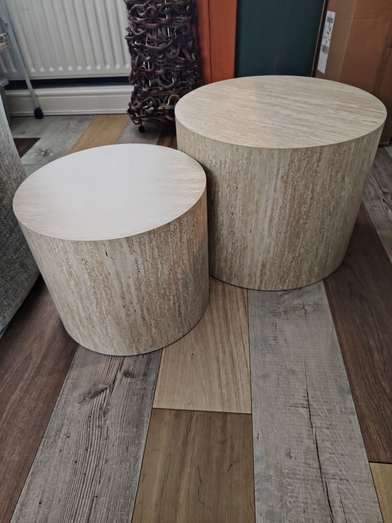 Pair of Modern Round Wooden Side Tables