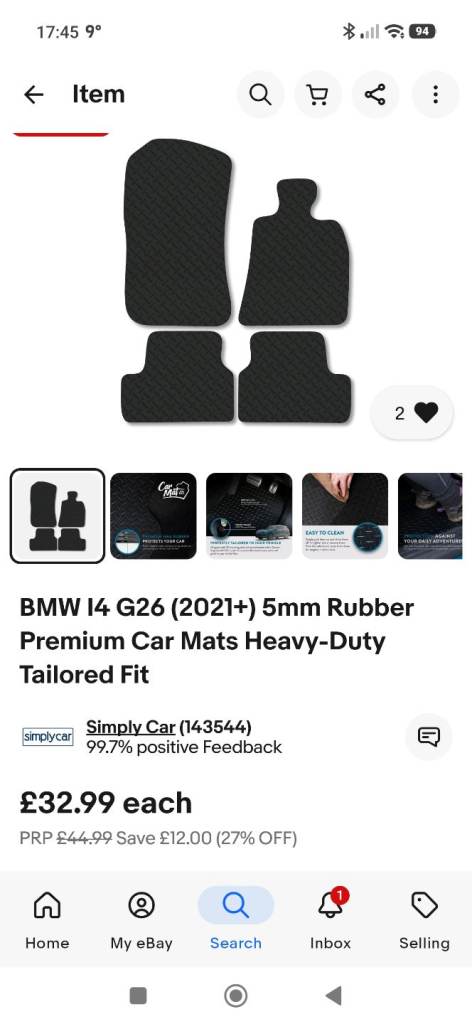 Brand new never used heavy duty rubber mats BMW i4 