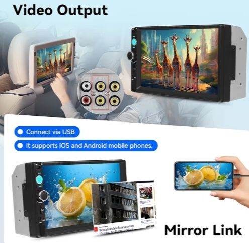 Car Stereo With mirror Link. Bluetooth. Reverse camera and more. New