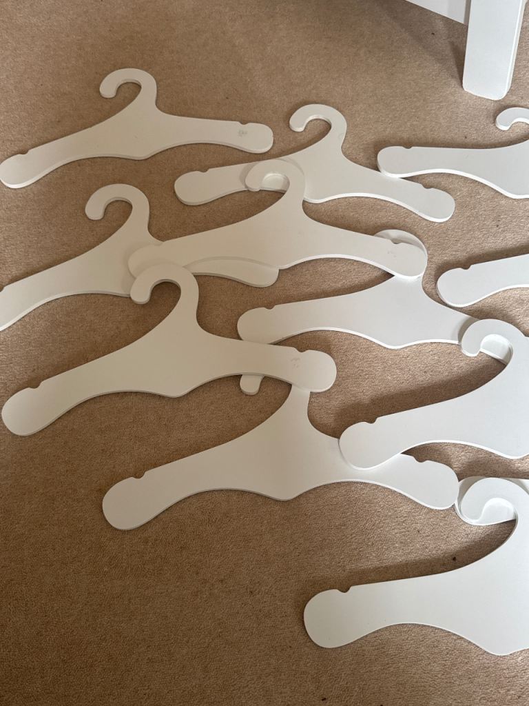 13 Great Little Trading Co. White wooden hangers for dressing up/ clothing